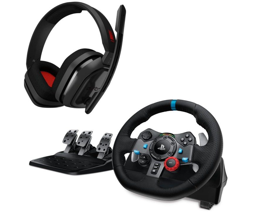 Logitech                                 Logitech G29 Driving Force Gaming Racing Wheel + Logitech A10 Headset